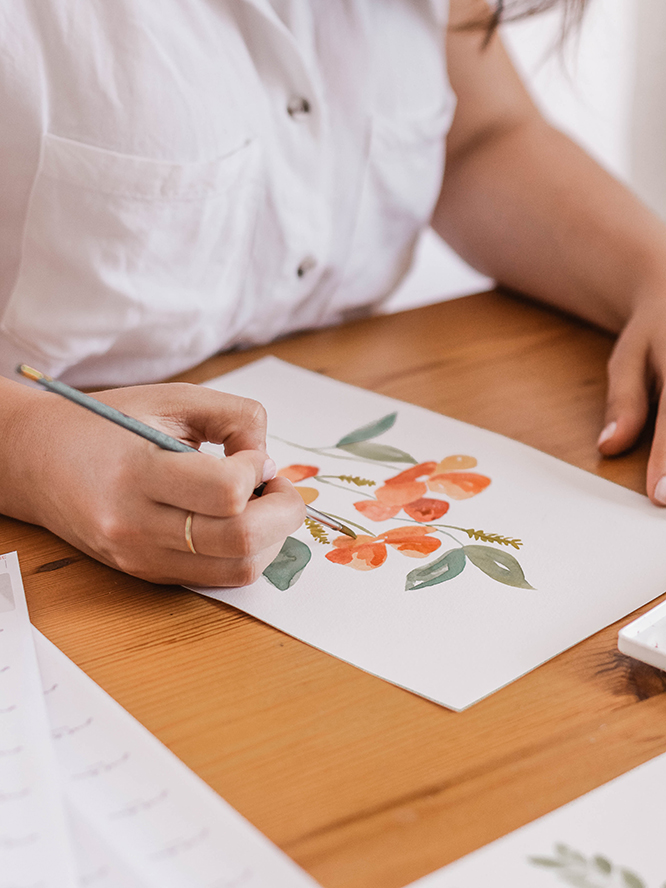 A flower painted in watercolor